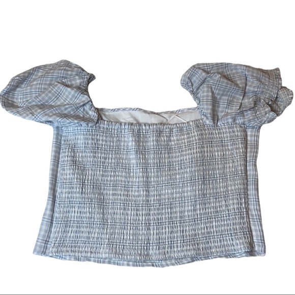 Abercrombie & Fitch Blue and White Plaid Square Neck Top - Picture 2 of 6